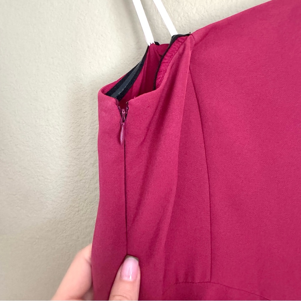 Gal Meets Glam NWT Yvonne One Shoulder Bow Knee Length Dress Crimson Red Size 6 - Picture 9 of 10